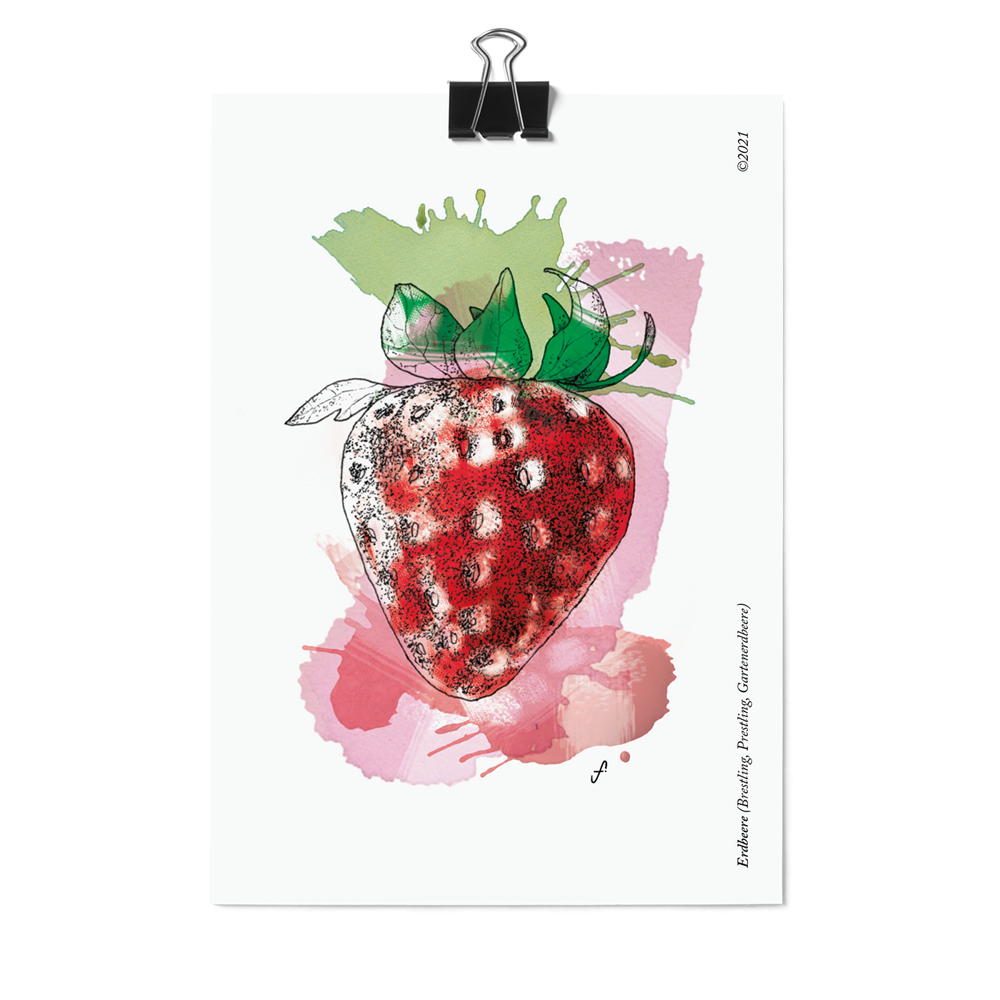 Postkarte,  Erdbeere